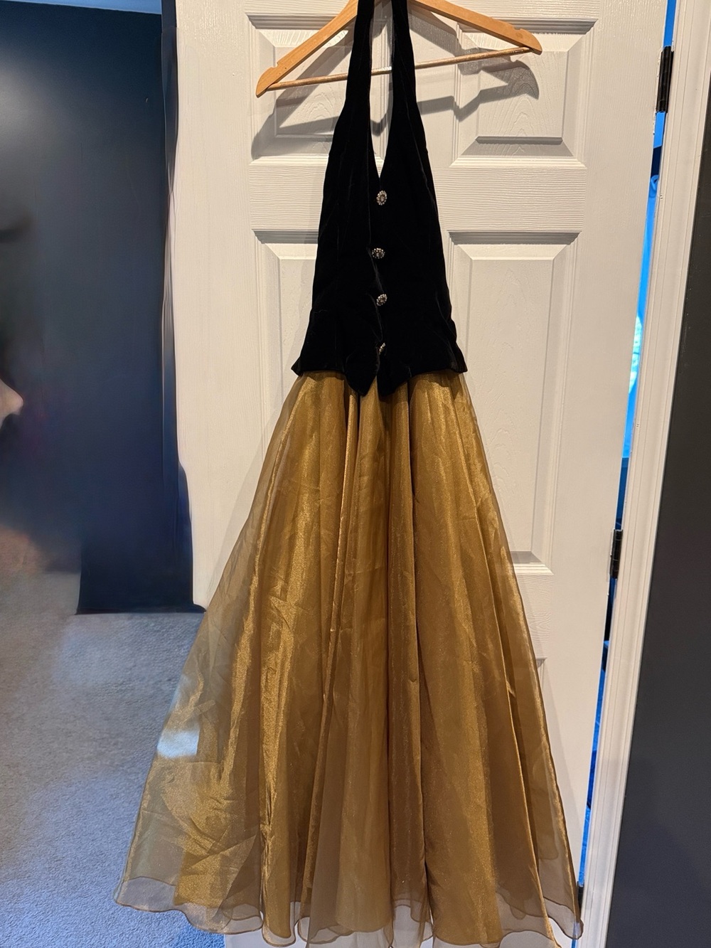 Dave and Johnny Vintage (early 90s) Velvet Halter Formal Dress